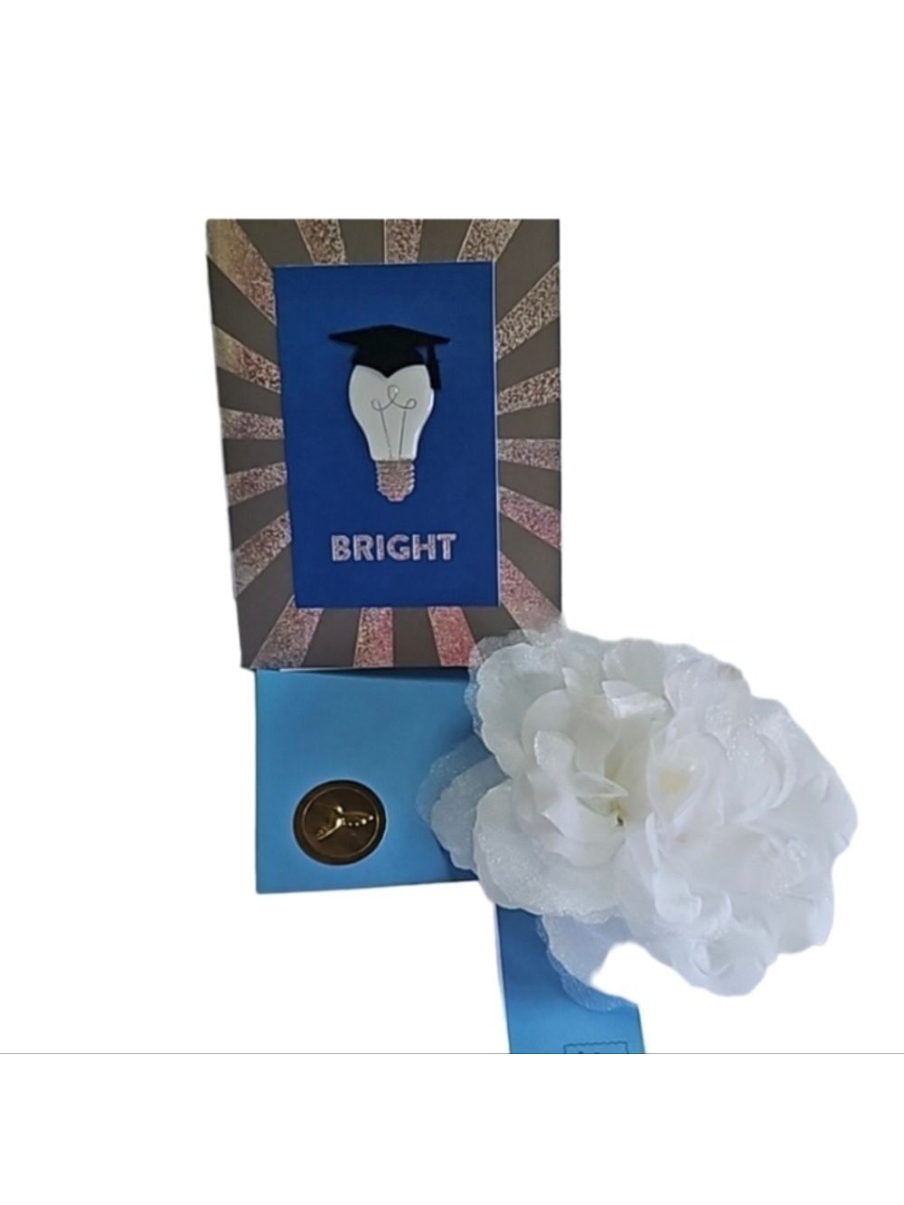 Hand Crafted Prom Corsage Flower magnetic closure handmade with Graduation Card